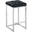 Jersey Black Faux Leather Counter Height Stool Set of 2 In Silver