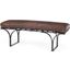 Jessie Dark Brown Leather Seat With Black Metal Base Accent Bench