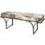Jessie White And Gray Hair-On-Hide Seat With Gold Metal Base Accent Bench