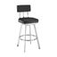 Jinab Swivel Bar Stool In Brushed Stainless Steel with Black Faux Leather