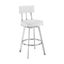 Jinab Swivel Bar Stool In Brushed Stainless Steel with White Faux Leather