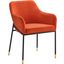 Jovi Performance Velvet Dining Arm Chair In Orange