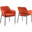 Jovi Performance Velvet Dining Armchair Set of 2 In Orange
