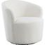 Joyce Upholstered Swivel Barrel Chair In White