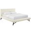 Julia Ivory Queen Biscuit Tufted Upholstered Fabric Platform Bed
