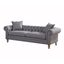 Juliet Linen Fabric Upholstered Button Tufted Chesterfield Sofa In Grey