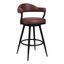 Justin 26 Inch Counter Height Swivel Vintage Coffee Faux Leather Bar Stool with Black Metal Legs