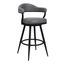Justin 26 Inch Counter Height Swivel Vintage Gray Faux Leather Bar Stool with Black Metal Legs