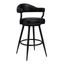 Justin 30 Inch Bar Height Swivel Vintage Black Faux Leather Bar Stool with Black Metal Legs