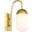 Kace 1 Light Brass And Frosted White Glass Wall Sconce
