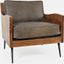 Karma Genuine Leather Solid Acacia Accent Chair In Bourbon
