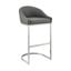 Katherine 26 Inch Counter Stool In Brushed Stainless Steel with Gray Faux Leather