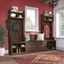 Kathy Ireland Home by Bush Furniture Woodland Entryway Storage Set with Hall Trees and Shoe Bench with Doors in Ash Brown