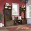 Kathy Ireland Home by Bush Furniture Woodland Entryway Storage Set with Hall Trees and Shoe Bench with Drawers in Ash Brown
