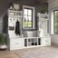 Kathy Ireland Home by Bush Furniture Woodland Entryway Storage Set with Hall Trees and Shoe Bench with Drawers in White Ash