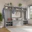 Kathy Ireland Home by Bush Furniture Woodland Full Entryway Storage Set with Coat Rack and Shoe Bench with Doors in Cape Cod Gray