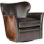 Kato Brown Leather Swivel Chair With Dark Hoh