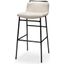 Kavalan 37.5 Inch Total Height Beige Upholstered Seat Gray Metal Frame Bar Stool
