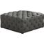 Kelly Square Transitional Linen Fabric Ottoman In Gray