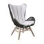 King Indoor Outdoor Lounge Chair In Light Eucalyptus Wood with Charcoal Rope and Gray Cushion