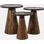 Knox Mid-Century Modern Solid Hardwood Round Accent Tables Set of 3 In Chestnut