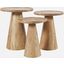 Knox Mid-Century Modern Solid Hardwood Round Accent Tables Set of 3 In Natural