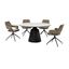 Knox Penny 5 Piece Dining Set with Stone Top and Upholstered Swivel Chairs In Brown