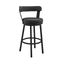 Kobe 26 Inch Counter Height Swivel Bar Stool In Black Finish and Black Faux Leather