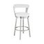 Kobe 26 Inch Counter Height Swivel Bar Stool In Brushed Stainless Steel Finish and White Faux Leather