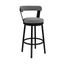 Kobe 30 Inch Bar Height Swivel Bar Stool In Black Finish and Gray Faux Leather