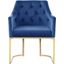 Lana Blue Tufted Velvet Arm Chair In Gold
