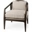 Landon Dark Brown Wood With Gray Fabric Seat And Cane Back Accent Chair