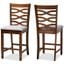 Lanier Modern And Contemporary Grey Fabric Upholstered Walnut Brown Finished 2-Piece Wood Counter Height Pub Chair Set
