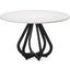Laurent 48 Inch Round White Marble Top Black Base Dining Table