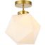 Lawrence 1 Light Brass And White Glass Flush Mount