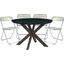 Lawrence 5-Piece Acrylic Folding Dining Chair and Round Dining Table Set In Amber
