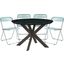 Lawrence 5-Piece Acrylic Folding Dining Chair and Round Dining Table Set In Jade Green