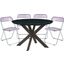 Lawrence 5-Piece Acrylic Folding Dining Chair and Round Dining Table Set In Magenta