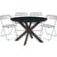 Lawrence 5-Piece Acrylic Folding Dining Chair and Round Dining Table Set In Rose Pink
