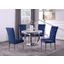 Layla 5 Piece Modern Faux Marble Round Dining Set In Blue
