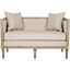Leandra Taupe and Rustic Oak Linen French Country Settee
