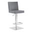 Legacy Adjustable Height Swivel Gray Faux Leather and Brushed Stainless Steel Bar Stool