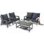 LeisureMod Alpine Poly Lumber 4-Piece Weather Resistant Patio Conversation Set In Charcoal