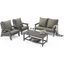LeisureMod Alpine Poly Lumber 4-Piece Weather Resistant Patio Conversation Set In Taupe