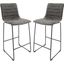 Leisuremod Brooklyn 29.9 Inch Modern Leather Bar Stool Set Of 2 With Black Iron Base And Footrest