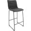 Leisuremod Brooklyn 29.9 Inch Modern Leather Charcoal Black Bar Stool With Black Iron Base And Footrest