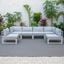 Leisuremod Chelsea 6-Piece Patio Sectional Weathered Grey Aluminum With Cushions In Light Grey