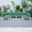 LeisureMod Chelsea 6-Piece Patio Sectional White Aluminum With Cushions In Green