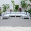 Leisuremod Chelsea 6-Piece Patio Sectional White Aluminum With Cushions In Light Grey