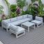 Leisuremod Chelsea 7-Piece Patio Sectional And Coffee Table Set Weathered Grey Aluminum With Cushions In Light Grey